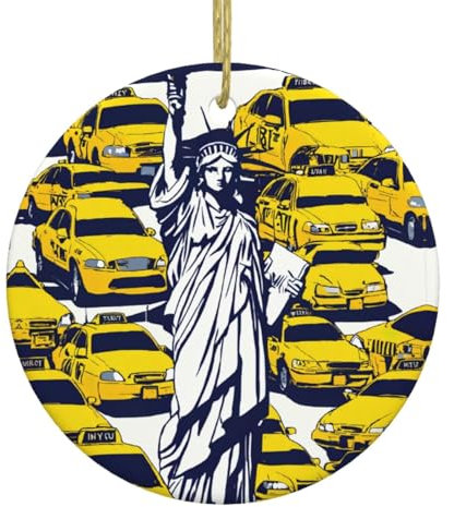 New York City Weihnachtsschmuck Christbaumschmuck Keramik Rund Anhänger Festlich Hängende Dekor