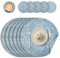 Set de Table et Dessous de Verre Lot de 6, Sets de Table Rond Cuir Double Face Set de Table Lavable Antidérapant Plastique Dessous de Tabl Chaleur Résiste (Bleu Clair)