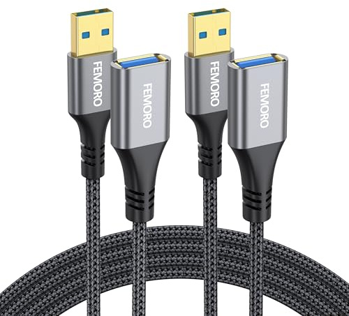USB Extension Cable 3ft Pack of 2, USB-A 3.0 5Gbps Data Transfer 15W Charge