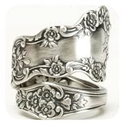 Tuwiqsdi Damen-Ring aus 925er Sterlingsilber, Modeschmuck, Vintage-Silber, volle Umwicklung, Rosenblüten, Verlobungsring, Ehering, Größe 6–13