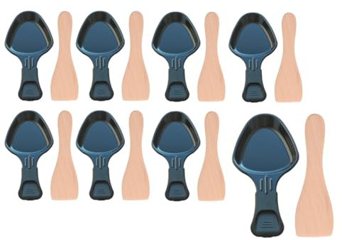 SOS Accessoire Raclette Poêlon Multifonction - Mini Set Bois Antiadhésif - Appareil à Raclette Portable Grill Wok - Idéal Fromage Fondu et Cuisine Conviviale (8) Rac