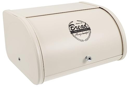 Cabilock Metal Bread Holder for Kitchen Airtight Bread Bin Roll Top White Bread Box for Counter Vintage Farmhouse Bread Box
