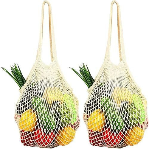 Pcone Kon Einkaufsnetz, 2er Set Sandspielzeug Tasche Mit Langen Griffen, Großer Netzbeutel Für Strandausflüge, Einkaufen Und Outdoor-Aktivitäten, Praktische Aufbewahrungstasche Für Spielzeug Und Mehr