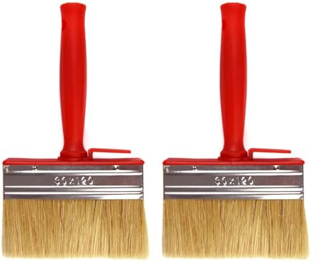Paint Brushes Set, 2 Pack Fence and Wall Painting Tools, Professional Removable Block Brushes Paint Brush Decking Brush Set for Painting Shed, Fence, Decking and Exterior Walls, 120 mm(COLOR:red)