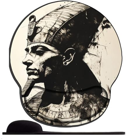 Mauspad mit Gelkissen Ergonomisches Ägyptischer Pharao in Schwarz und Weiß Mousepad mit Handauflage Gel Mauspads mit Handgelenkauflage für Computer Laptop Offfice Heim