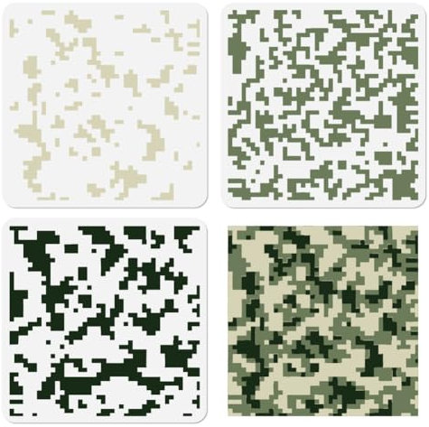 3 Stück Mehrschichtige Camouflage Schablonen Zum Malen. 30 × 30cm Wiederverwendbare Camo Schablonen Zeichenvorlagen DIY Handwerk Farbe Vorlagen Für Wand Home Decor Holz Brennen Leinwand