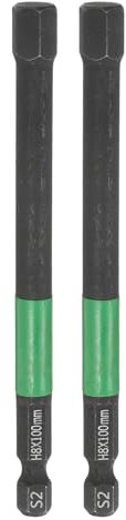 sourcing map 2pcs H8 Flat Hex Head Screwdriver Bit 8mm Metric Tip 1/4 Hex Shank 100mm (4) Long Magnetic Hexagonal Screw Drill Bit Wrench Black Phosphate S2 Steel Power Driver Socket