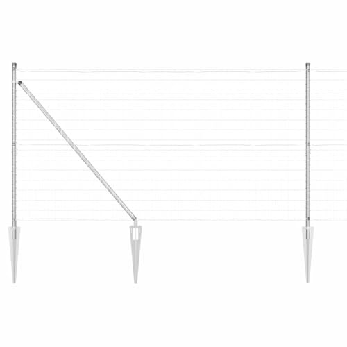 vidaXL Fence with Post Silver 1.2 x 10 m Steel, Garden and Terrace Fence, Modern Outdoor Panels, Durable Boundary Barrier, Stylish Privacy, Versatile Set