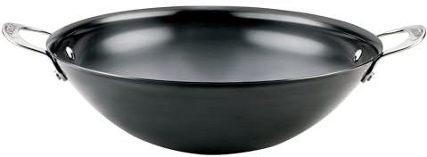 Anolon EverLast N2 Carbon Steel Wok Pan, Induction Wok, 14-Inch, Black