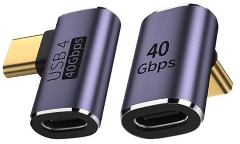 Combo Pack 40Gbps USB C 90 Degree Right Angle Adapter Kit with 240W Power Delivery, Usb Type c 90 Angle Adapter, USB4 Male to Female Mid-Bend Adapters, Enhanced Connectivity for Laptop and Smartphone
