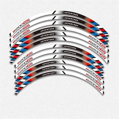 BTWSRX Motorrad Felgenaufkleber Motorrad-Radaufkleber Für B&MW R1200GS R 1200GS R 1200 GS Reflektierende Felgenaufkleber Streifenband Reflektierend Felgenrandaufkleber(Farbe2)