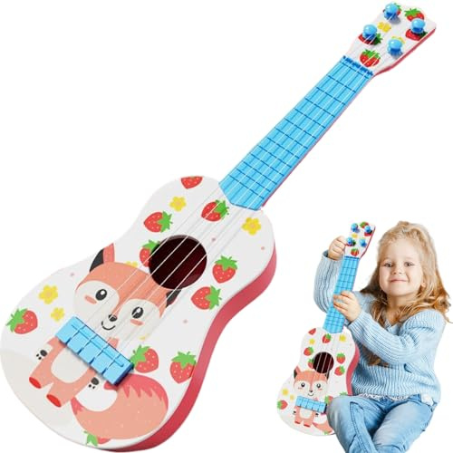 Ukulele per bambini, Ukulele a 4 corde stile cartone animato animale per principianti con istruzioni e plettri Chitarra per bambini in plastica educativa per la prima infanzia accordabile ergonomica