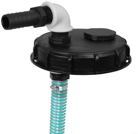 FUANA DN 150 IBC-Tankdeckel mit Überfüllsicherung, Pumpenanschluss und Belüftung zur Regenwasserspeicherung, Schwarz