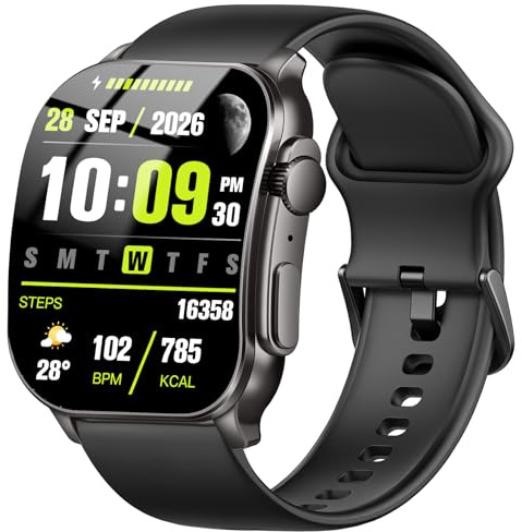 Smart Watch for Men, 2.01 AMOLED Ultra-Clear Curved Screen Fitness Watch | Bluetooth Call, Heart Rate/Sleep/Stress Monitor, Long Battery Life, IP68 Waterproof Activity Tracker, Sports Smartwatch