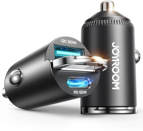JOYROOM 2 Stück 125W Zigarettenanzünder USB C, Mini USB Zigarettenanzünder Adapter mit Zugring – PD 65W & QC 60W Superschnelles, KFZ Ladegerät für iPhone 17/16, Samsung S26/S25 & 12V/24V Fahrzeuge