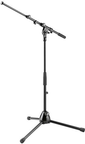 K&M 259 Base di microfono, media altezza, per batteria, 3/8 in acciaio nero, braccio girevole, estensione fino a 74,5 cm - 42,5-64,5 cm di altezza