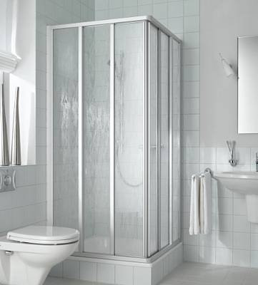 Kermi – Nova 2000 Eckeinstiegshälfte, 3 Stück Silber matt; Art Fontana Glas; 75; 200