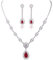 GULICX Damen Schmuckset Ohrringe und Halskette Silber-Ton 4 Farbe Saphir/Rubin/Smaragd/Weiß Ohrhänger mit Blau Rot Grün Zirkonia Hochzeitsschmuck Partyschmuck
