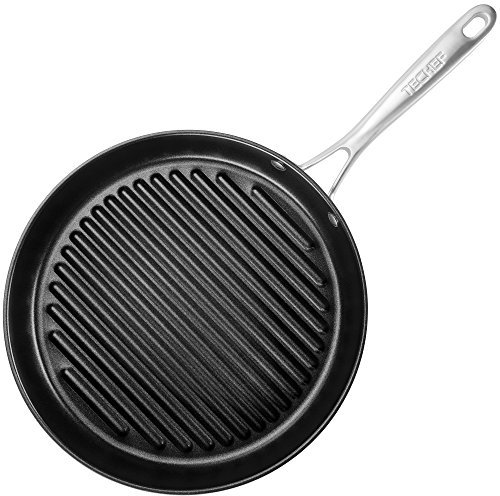 TECHEF OXGP Onyx Collection Grillpfanne, Teflon-Platin-Antihaftbeschichtung, PFOA-frei, 30,5 cm, Aluminium, Schwarz