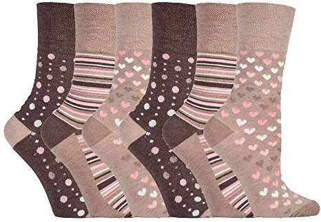 Gentle Grip Sock Shop 6 Pairs Ladies Loose Soft Top Non Elastic Bamboo Socks (4-8 UK, SOLRM34)