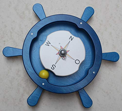 Wandspiel Steuerrad mit Kugel / Drehspiel / Material: Holz / Durchmesser: 48 cm / für Kinder ab 3 Jahren geeignet