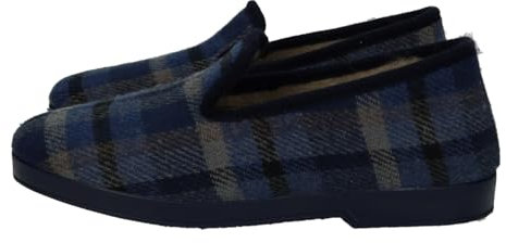 CHAPINES 91 Zapatillas de Casa de Paño a Cuadros para Hombre, Color Azul HOMBRE ZAPATILLAS CASA Azul 41