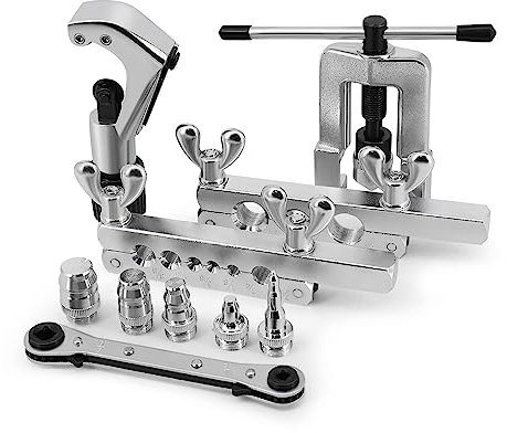 Flexzion Kit di strumenti per svasatura – Tubo del freno a 45 gradi, in rame, ottone, alluminio, estrusione in acciaio dolce da 1/8 a 3/4 per tubi HVAC, acqua e gas, impianti idraulici
