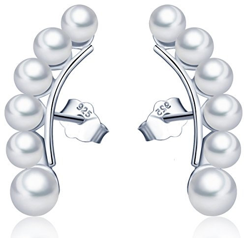 Unendlich U Fashion Damen Ohrstecker 925 Sterling Silber Perlen Ohrklemme Ohrringe Ohrschmuck, Silber