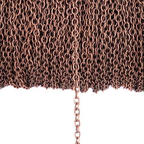 32.8 Ft Small Link 4 x 6mm Iron Twisted Cross Chains - DIY Making Bracelet Necklace Jewelry Accessories Cable Chain (Red Copper)