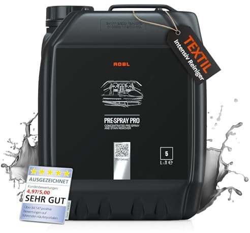 ADBL Pre Spray PRO (5L) - Hochkonzentrierter Vorreiniger und Fleckenentferner für Polster und Teppiche - Löst hartnäckige Verschmutzungen in Rekordzeit - Ideal für professionelle Anwendungen