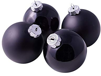 Hochwertige & Dekorative Glas Weihnachtskugeln - Klassische Christbaumkugeln & Einzigartige Farbauswahl – Glänzend & Matt - Glaskugeln Weihnachten (Schwarz, Ø 10cm (12 Stück Sortiert))
