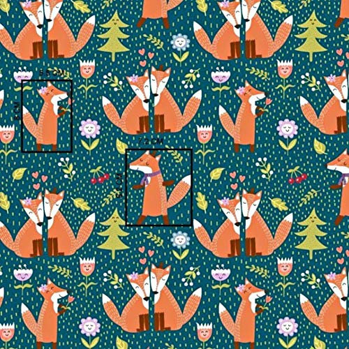 Pingianer 11,99€/m 100x160cm Fuchs 100% Baumwolle Baumwollstoff Kinder Meterware Handwerken Nähen Stoff (Fuchs Blume Grün, 100x160cm (11,99€/m))