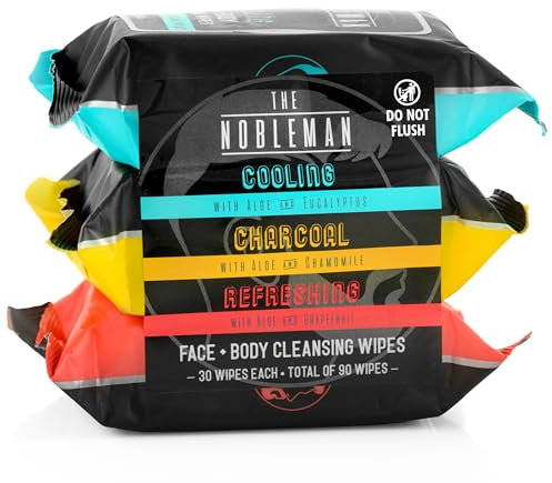 Men's Assorted Cleansing Wipes- Cooling/Charcoal/Refreshing - 3 Pack ( 90ct )