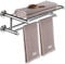 RELAX4LIFE Handtuchablage Edelstahl, Badetuchstange mit 2 Ablagen, Badetuchhalter Wandmontage, Handtuchhalter für Badezimmer & Hotel, Badregal mit Haken & Lagerung, Handtuchständer 60 cm, Chrom
