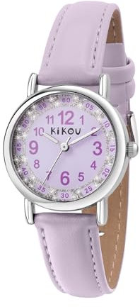 KIKOU Montre Enfant Mademoiselle en Cuir Violet
