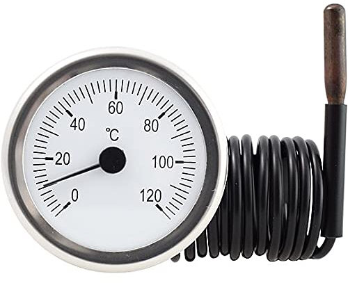 Zeiger Thermometer mit fühler Kessel Speicher Ofen Rund Kapillar 0-120°C