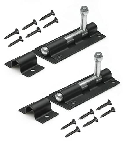 TERF® Heavy Duty Tower Door Bolt Barrel Slide Lock Bolt Black 75mm [3''] Door Latch with Screws Ideal for Internal External Strong Doors Locks for Shed Garden Gate and Multi Use - Pack of 2