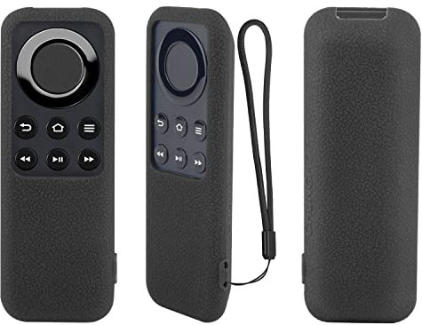YiBiChin Protective Silicone Remote Case Compatible with CV98LM Fire TV Stick Non-Alexa Voice Remote Cover, Anti-Slip, Shockproof, kin-Friendly and Washable with Loop (Black)