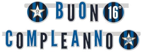 Festone Buon Compleanno Jumbo 294x20cm personalizzabile con adesivi Inter