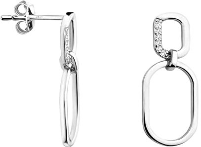 SOFIA MILANI - Damen Ohrringe 925 Silber - mit Zirkonia Steinen - Oval Ohrhänger - E1347