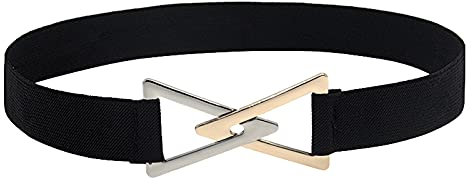 Beokeuioe Ceinture large pour femme - Ceinture élastique réglable avec boucle en alliage - Ceinture en paille tissée en paille pour femme, a noir, M