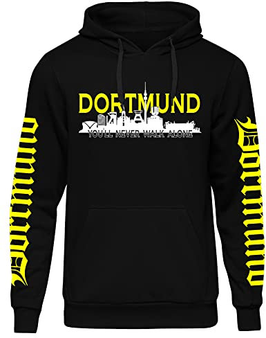 Dortmund über Alles Herren Kapuzenpullover | Dortmund Pullover Skyline Hoodie | Schwarz (4XL)