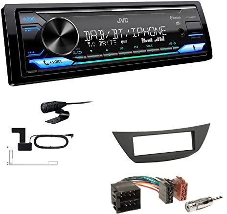 JVC KD-X482DBT 1-DIN Autoradio Media Receiver Digitalradio DAB+ Bluetooth Amazon Alexa USB Einbauset passend für Renault Laguna III ab 2007 schwarz