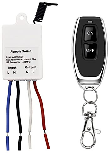 QIACHIP interruttore radio 433 MHz 220V 230V 1 canale 10 A ricevitore con 1 trasmettitore telecomando ON, OFF per elettrodomestici e lampade fino a 1500W