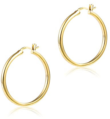ALEXCRAFT Creolen Gold Große 14K Ohrringe Gold Große Goldene Ohrringe Damen Hypoallergen Gold Hoop Earrings (30 mm)