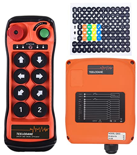 TEELODANE Q800 Kit di telecomando senza fili per gru a 4 movimenti a velocità singola per 12 Volt 24 Volt a ponte a torre gru elettrica paranco a catena interruttore telecomando