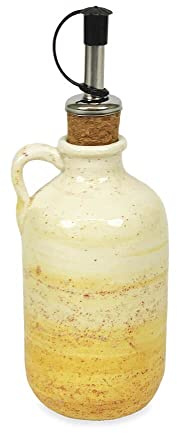 Verano Spanish Ceramics Pastel Beach Decorative Oil Drizzler - Home Décor Restaurant Café Kitchen Dining Tabletop Décor Vinegar Server with Cork & Chrome Pourer - 250ml Orange