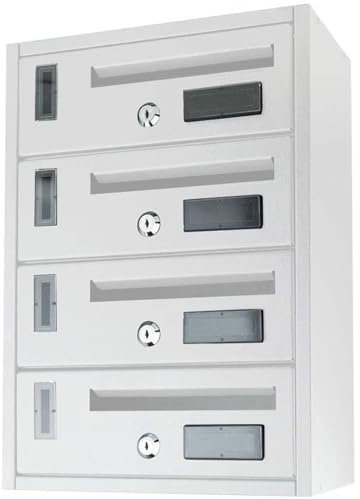 La zappa Cassetta postale condominiale da muro buca lettere componibile Made in Italy (Bianco, 4 Posti)