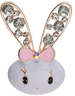 Broche lapin en diamant pour femmes, adolescentes, filles - Cristal étincelant - Oxyde de zirconium - Pour animal domestique - Accessoires de cravate - Bijoux délicats - Cadeaux, Métal, Zircon cubique