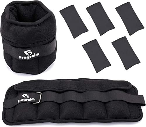 Fragraim Gewichtsmanschetten, Verstellbares Gewichte für Beine und Arme, 0,3 kg-1,5 kg (pro Knöchel)/0,6 kg-3 kg (pro Paar), (2er Packungen), Handgelenk Gewichte, Knöchelgewicht - Schwarz